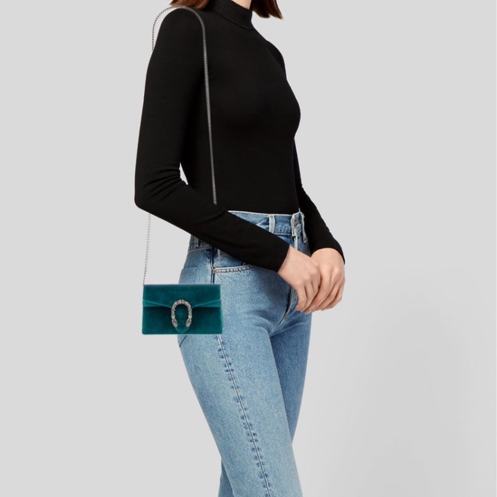 Gucci Teal Velvet Chain Bag - Picture 6 of 14